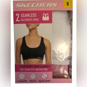 Skechers Pink White 2 Seamless Racerback Sports Bra with Small